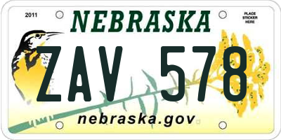 NE license plate ZAV578