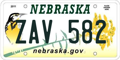 NE license plate ZAV582