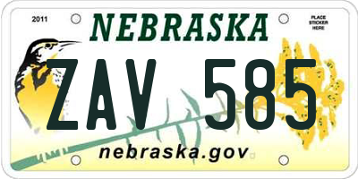 NE license plate ZAV585