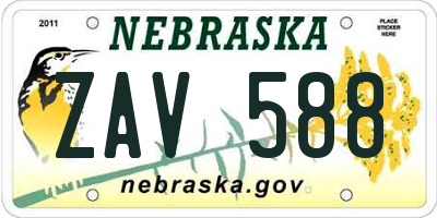 NE license plate ZAV588