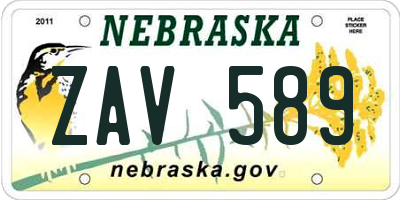 NE license plate ZAV589