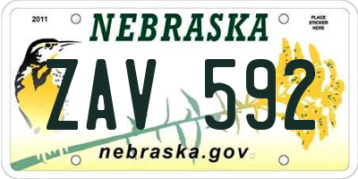NE license plate ZAV592