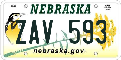 NE license plate ZAV593