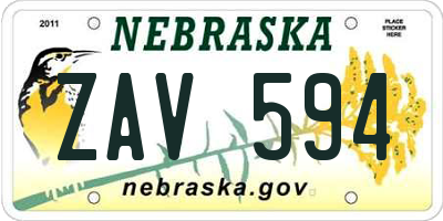 NE license plate ZAV594