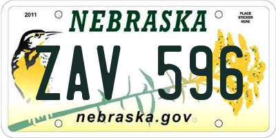 NE license plate ZAV596