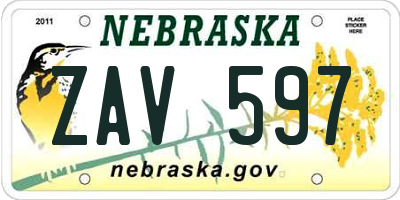 NE license plate ZAV597