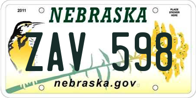 NE license plate ZAV598