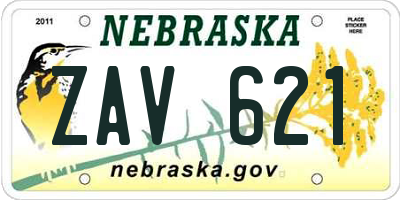 NE license plate ZAV621