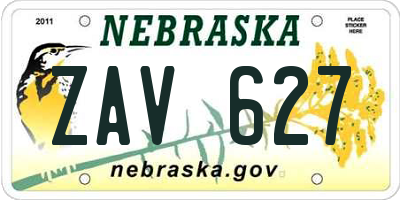 NE license plate ZAV627