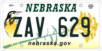 NE license plate ZAV629