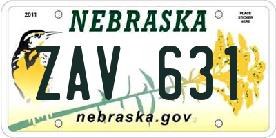 NE license plate ZAV631