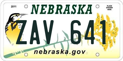 NE license plate ZAV641