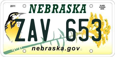 NE license plate ZAV653