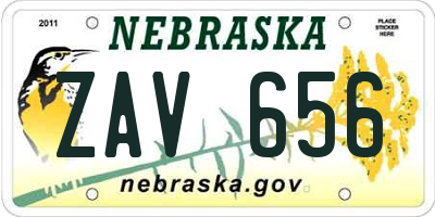NE license plate ZAV656