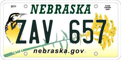 NE license plate ZAV657