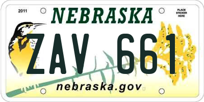 NE license plate ZAV661
