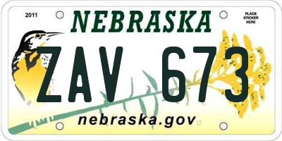 NE license plate ZAV673