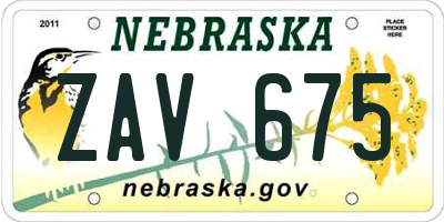 NE license plate ZAV675