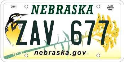 NE license plate ZAV677