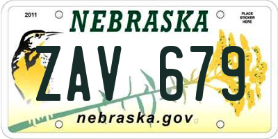 NE license plate ZAV679