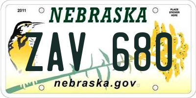 NE license plate ZAV680