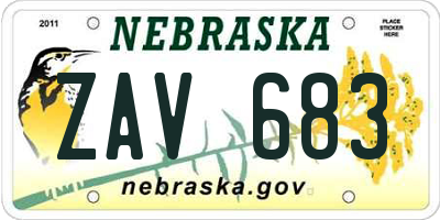 NE license plate ZAV683