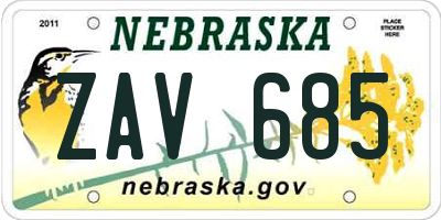 NE license plate ZAV685