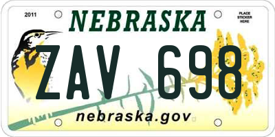 NE license plate ZAV698