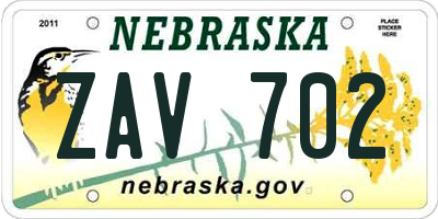 NE license plate ZAV702