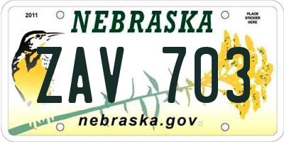 NE license plate ZAV703