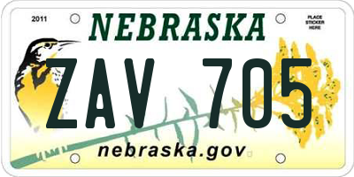 NE license plate ZAV705