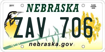 NE license plate ZAV706