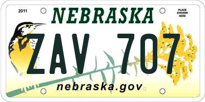 NE license plate ZAV707
