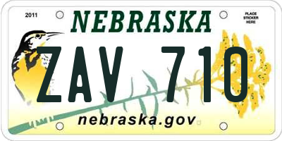 NE license plate ZAV710