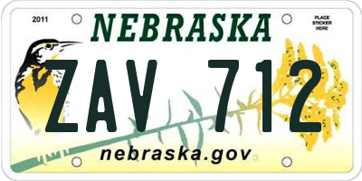 NE license plate ZAV712