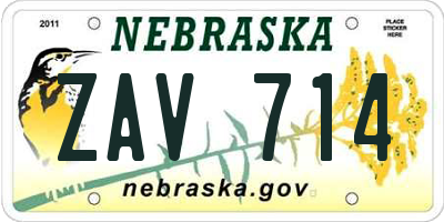 NE license plate ZAV714