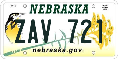 NE license plate ZAV721