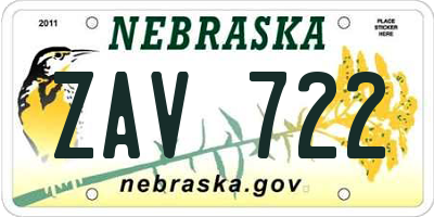 NE license plate ZAV722