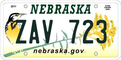 NE license plate ZAV723