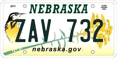 NE license plate ZAV732