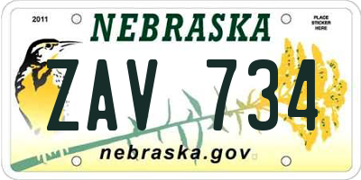 NE license plate ZAV734