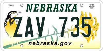 NE license plate ZAV735