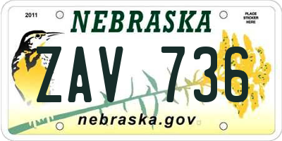 NE license plate ZAV736