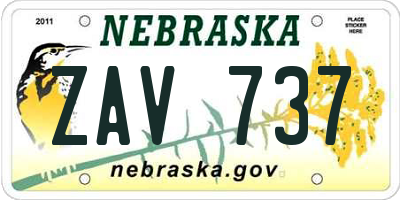 NE license plate ZAV737