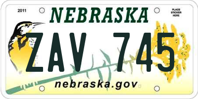 NE license plate ZAV745