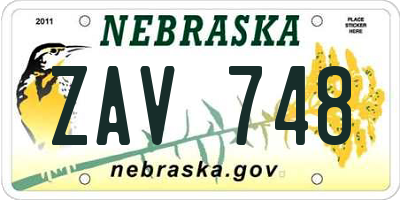 NE license plate ZAV748