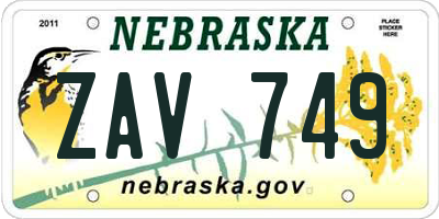 NE license plate ZAV749