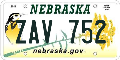 NE license plate ZAV752