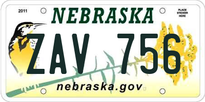 NE license plate ZAV756