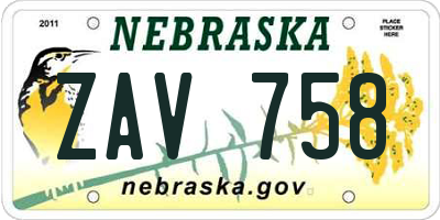 NE license plate ZAV758